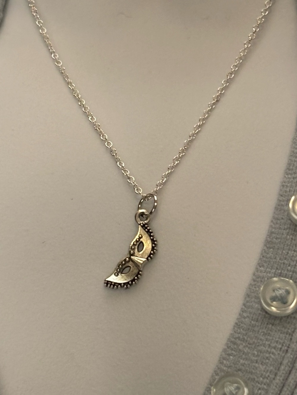 (3 for $10) Delicate Silver Mask Pendant Necklace - Women Jewelry
